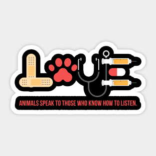 Veterinarian Love Vet Tech Animal Sticker